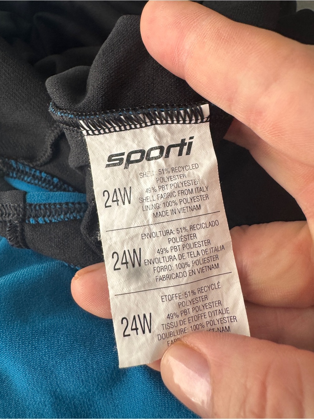 Sporti Womens Colorblock One-Piece Unitard Swimsuit in Black and Blue 0201 - Picture 3 of 4